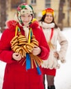 Happy girls during Shrovetide in Russia