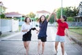 Happy Girls take a walk and palying around