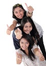 3 happy girls thumbs up Royalty Free Stock Photo