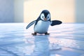 A happy - go - lucky penguin sliding on the ice. Generative AI Royalty Free Stock Photo