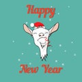 Happy goat on new year card