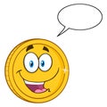 Happy Golden Coin Cartoon Character For Business And Finance Concepts