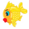 Happy goldfish cartoon character