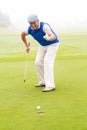 Happy golfer cheering on putting green Royalty Free Stock Photo