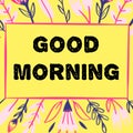 Happy Good morning with Seamless Floral pattern Text Art Image.