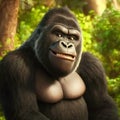 Happy gorilla in the jungle cartoon character new Royalty Free Stock Photo