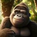 Happy gorilla in the jungle cartoon character new Royalty Free Stock Photo