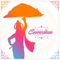 happy govardhan pooja religious event background with lord krishna silhouette