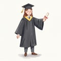 Happy Graduate in Cap and Gown Holding Diploma Royalty Free Stock Photo