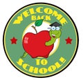 Happy graduate worm In apple banner