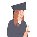 Happy graduated student vector isolated. Smiling bachelor