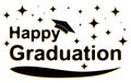 Happy graduates banner. Graduate black and white banner. Vector illustration