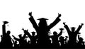 Happy graduates in graduation academic caps. Cheerful people silhouette. Graduation party. Vector  illustration Royalty Free Stock Photo