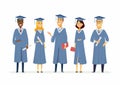 Happy graduating students - cartoon people characters isolated illustration