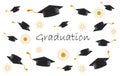 Happy graduating students or pupil hands in throwing graduation caps in the ai Royalty Free Stock Photo