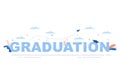 Happy Graduation Day of Students Celebrating Background Vector Illustration Wearing Academic Dress, Graduate Cap and Diploma