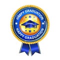 Happy Graduation elegant award ribbon with cap Royalty Free Stock Photo