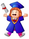 Happy graduation girl cartoon