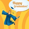 Happy Graduation Greeting Design. Vector Illustration Decorative Design