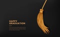 Happy graduation party celebration invitation with gold tassel graduate collage with black background