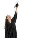 Happy graduation student throwing up cap Royalty Free Stock Photo