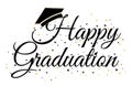 happy graduation vector design with blue and gold star elements and latin font along with graduation cap Royalty Free Stock Photo