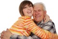 Happy grandchild hugs a happy grandad Royalty Free Stock Photo
