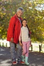 Happy granddaughter with grandmother at park Royalty Free Stock Photo