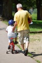 Happy grandfather and child in park Royalty Free Stock Photo