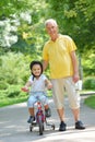 Happy grandfather and child in park Royalty Free Stock Photo