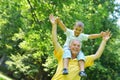 Happy grandfather and child in park Royalty Free Stock Photo