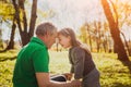 Happy grandfather with girl