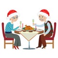 Happy cartoon grandparents at a festive table Royalty Free Stock Photo