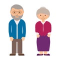 Happy grandfather and grandmother on white background. Old people in family. Grandparents in glasses. Aged grey haired