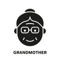 Happy Grandma Face Silhouette Icon. Old Senior Person Pictogram. Old Grandmother Icon. Retirement Concept. Isolated