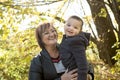 Happy grandma with grandson outdoor