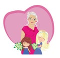 Happy Grandmas Day - happy grandmother hugs her granddaughters Royalty Free Stock Photo