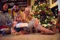 Happy grandmather and her family together for Christmas