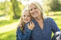 A happy grandmother and little outdoor fun