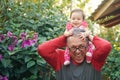 Happy grandpa and granddaughter