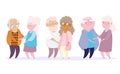 Happy grandparents day, cartoon cute couples grandpa and grandma characters together