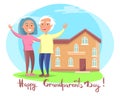 Happy Grandparents Day Couple near House Vector Royalty Free Stock Photo