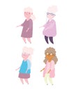 Happy grandparents day, elderly women grandmothers character cartoon