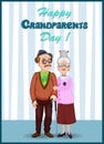 Happy grandparents day greeting card with elderly couple holding hands. Royalty Free Stock Photo