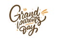 Happy Grandparents day. Hand drawn holiday lettering phrase. Brown color text vector illustration. Royalty Free Stock Photo