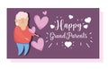 Happy grandparents day, old man grandpa character cartoon card