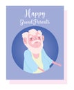 Happy grandparents day, old man grandpa character cartoon card