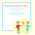 Happy Grandparents Day Senior Couple Give Present Royalty Free Stock Photo