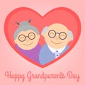 Happy grandparents in heart. Elderly people. Grandparent`s day Royalty Free Stock Photo