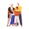 Happy grandparents hugging grandchildren. Young and old generations together. Family, elderly grandma, grandpa and kids Royalty Free Stock Photo